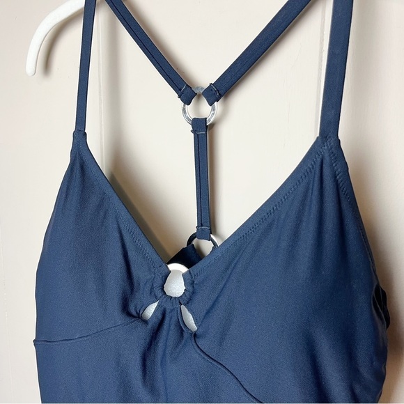 Lands’ End One Piece Swimsuit 10 navy blue solid minimal minimalist swim classic - Picture 2 of 9
